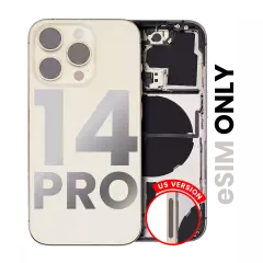 Back Housing W/ Small Pre-Installed Compatible For iPhone 14 Pro (U.S Version) (Used OEM Pull: Grade B) (Gold)