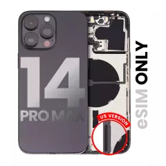Back Housing W/ Small Pre-Installed Compatible For iPhone 14 Pro Max (U.S Version) (Used OEM Pull: Grade C) (Space Black)