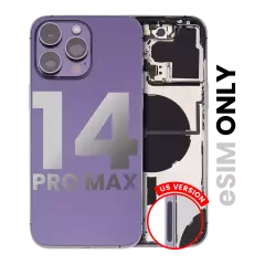Back Housing W/ Small Pre-Installed Compatible For iPhone 14 Pro Max (U.S Version) (Used OEM Pull: Grade C) (Deep Purple)