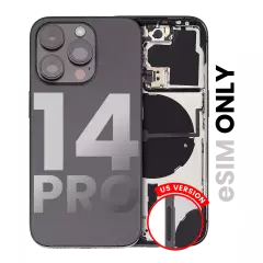 Back Housing W/ Small Pre-Installed Compatible For iPhone 14 Pro (U.S Version) (Used OEM Pull: Grade B) (Space Black)