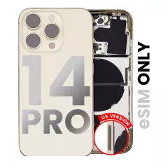 Back Housing W/ Small Pre-Installed Compatible For iPhone 14 Pro (US Version) (Used OEM Pull: Grade A) (Gold)