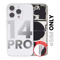 Back Housing W/ Small Pre-Installed Compatible For iPhone 14 Pro (US Version) (Used OEM Pull: Grade A) (Silver)