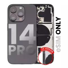 Back Housing W/ Small Pre-Installed Compatible For iPhone 14 Pro (US Version) (Used OEM Pull: Grade A) (Space Black)