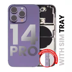 Back Housing W/ Small Pre-Installed Compatible For iPhone 14 Pro (International Version) (Used OEM Pull: Grade A) (Deep Purple)