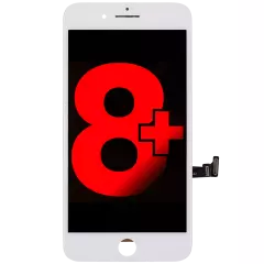 Complete LCD Assembly With Steel Plate For iPhone 8 Plus (With Front Camera: Prox Sensor & Ear Speaker) (Aftermarket Plus Quality: XO6) (White)