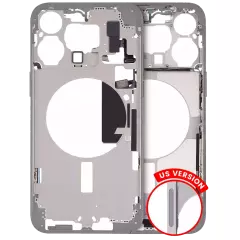 Mid-Frame Housing With Power And Volume Button Compatible For iPhone 15 Pro Max (US Version) (Aftermarket Plus) (White Titanium)