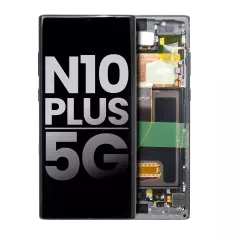 OLED Assembly With Frame Compatible For Samsung Galaxy Note 10 Plus / 5G (Used OEM Pull: Grade A) (Aura Black)