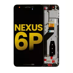 LCD Assembly With Frame Compatible For Nexus 6P (Huawei) (Refurbished) (Black)
