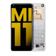 OLED Assembly With Frame Compatible For Xiaomi Mi 11 (Refurbished) (Cloud White)