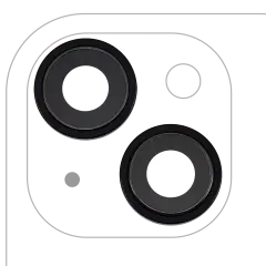 Back Camera Lens With Bracket & Bezel Compatible For iPhone 15 / 15 Plus (2 Piece Set) (Premium) (Black)