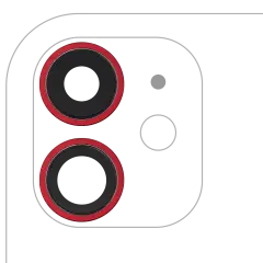 Back Camera Lens With Bracket  & Bezel Compatible For iPhone  11 ( 2 Piece) (Aftermarket Plus) (Red)