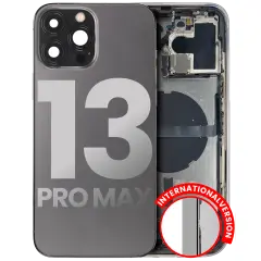 Back Housing W/ Small Components Pre-Installed Compatible For iPhone 13 Pro Max (International Version) (Used OEM Pull: Grade C) (Graphite)