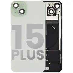 Back Glass With Steel Plate With Wireless NFC Charging MagSafe Magnet & Flashlight Flex Compatible For iPhone 15 Plus (Used OEM Pull: Grade B) (Green)