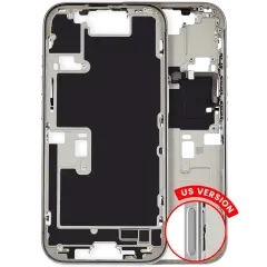 Mid-Frame Housing With Power And Volume Button Compatible For iPhone 16 Pro (US Version) (Used OEM Pull: Grade A) (White Titanium)