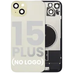 Back Glass With Steel Plate With MagSafe Magnet Pre-Installed Compatible For iPhone 15 Plus (No Logo) (Yellow)