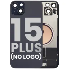 Back Glass With Steel Plate With MagSafe Magnet Pre-Installed Compatible For iPhone 15 Plus (No Logo) (Black)