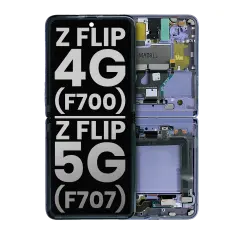 Inner OLED Assembly With Frame For Samsung Galaxy Z Flip 4G (F700) / Z Flip 5G (F707) (Used OEM Pull: Grade A) (Mirror Purple)