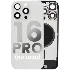 Back Glass With Steel Plate With MagSafe Magnet Pre-Installed Compatible For iPhone 16 Pro (No Logo) (White Titanium)