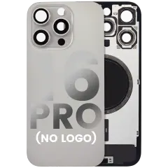 Back Glass With Steel Plate With MagSafe Magnet Pre-Installed Compatible For iPhone 16 Pro (No Logo) (Natural Titanium)