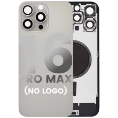 Back Glass With Steel Plate With MagSafe Magnet Pre-Installed Compatible For iPhone 16 Pro Max (No Logo) (Natural Titanium)