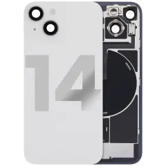 Back Glass With Steel Plate With Wireless NFC Charging MagSafe Magnet & Flashlight Flex Compatible For iPhone 14 (Used OEM Pull: Grade A) (Starlight)