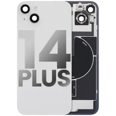 Back Glass With Steel Plate With Wireless NFC Charging MagSafe Magnet & Flashlight Flex Compatible For iPhone 14 Plus (Used OEM Pull: Grade A) (Starlight)