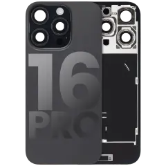 Back Glass With Steel Plate With Wireless NFC Charging MagSafe Magnet & Flashlight Flex Compatible For iPhone 16 Pro (Used OEM Pull: Grade B) (Black Titanium)