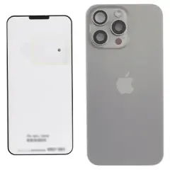 Back Glass With Steel Plate With Wireless NFC Charging MagSafe Magnet & Flashlight Flex Compatible For IPhone 15 Pro Max (Genuine OEM) (Natural Titanium)