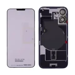 Back Glass With Steel Plate With Wireless NFC Charging MagSafe Magnet & Flashlight Flex Compatible For iPhone 16 (UK / EU Version) (Genuine OEM) (Black)