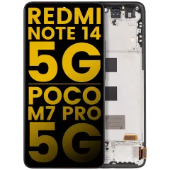 OLED Assembly With Frame Compatible For Xiaomi Redmi Note 14 5G / Poco M7 Pro 5G (Refurbished) (Midnight Black)