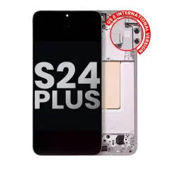 OLED Assembly With Frame Compatible For Samsung Galaxy S24 Plus 5G (US & International Version) (Used OEM Pull: Grade B/C) (Marble Grey)