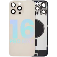 Back Glass With Steel Plate With MagSafe Magnet Pre-Installed Compatible For iPhone 16 Pro Max (Service Pack) (Desert Titanium) 