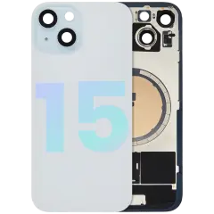 Back Glass With Steel Plate With MagSafe Magnet Pre-Installed Compatible For iPhone 15 (Service Pack) (Blue)