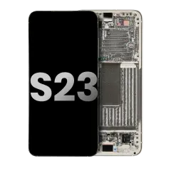 OLED Assembly With Frame Compatible For Samsung Galaxy S23 5G (US & International) (Used OEM Pull: Grade A) (Cream)