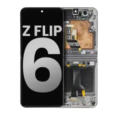 Inner OLED Assembly With Frame Compatible For Samsung Galaxy Z Flip 6 5G (US & International)(Used OEM Pull : Grade A) (Silver Shadow)