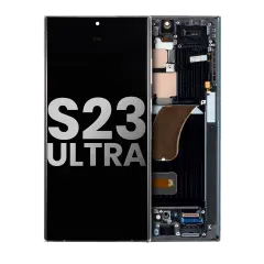 OLED Assembly With Frame Compatible For Samsung Galaxy S23 Ultra 5G (US & International) (Used OEM Pull: Grade B/C) (Phantom Black)