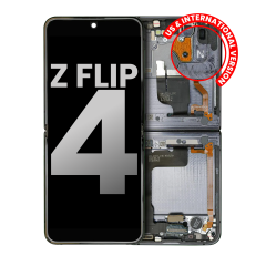 Inner OLED Assembly With Frame For Samsung Galaxy Z Flip 4 5G (US & International) (Used OEM Pull: Grade B/C) (Graphite)