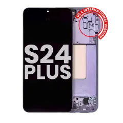OLED Assembly With Frame Compatible For Samsung Galaxy S24 Plus 5G (US & International Version) (Used OEM Pull: Grade B/C) (Cobalt Violet)