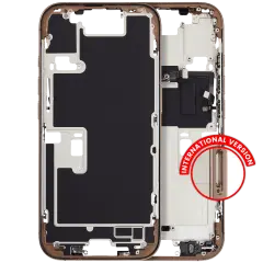 Mid-Frame Housing With Power And Volume Button Compatible For iPhone 16 Pro (International Version) (Used OEM Pull: Grade A) (Desert Titanium)