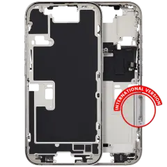Mid-Frame Housing With Power And Volume Button Compatible For iPhone 16 Pro (International Version) (Used OEM Pull: Grade A) (White Titanium)