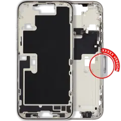 Mid-Frame Housing With Power And Volume Button Compatible For iPhone 16 Pro max (International Version) (Used OEM Pull: Grade A) (White Titanium)