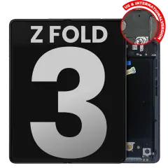 Inner OLED Assembly With Frame For Samsung Galaxy Z Fold 3 5G (US & International) (Used OEM Pull: Grade B/C) (Phantom Black)