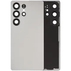 Back Cover Glass With Camera Lens Compatible For Samsung Galaxy S25 Ultra 5G (No Logo) (Aftermarket Plus) (Titanium White Silver)
