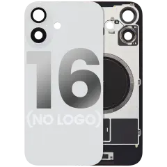 Back Glass With Steel Plate With MagSafe Magnet Pre-Installed Compatible For iPhone 16 (No Logo) (White)