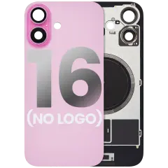 Back Glass With Steel Plate With MagSafe Magnet Pre-Installed Compatible For iPhone 16 (No Logo) (Pink)
