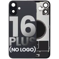 Back Glass With Steel Plate With MagSafe Magnet Pre-Installed Compatible For iPhone 16 Plus (No Logo) (Black)