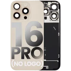 Back Glass With Steel Plate With Wireless NFC Charging MagSafe Magnet & Flashlight Flex Compatible For iPhone 16 Pro  (No Logo) (Desert Titanium)