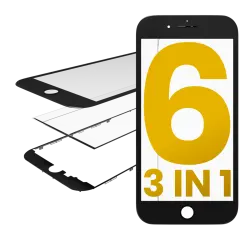 Glass With Frame & OCA Pre-Installed Compatible For iPhone 6 (Black) (Premium / 3 in 1) (2 Pack)