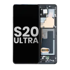 OLED Assembly With Frame Compatible For Samsung Galaxy S20 Ultra 5G (Used OEM Pull: Grade A) (Cosmic Black)