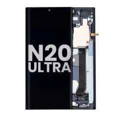 OLED Assembly With Frame Compatible For Samsung Galaxy Note 20 Ultra 5G (Used OEM Pull: Grade B/C) (Mystic Black)